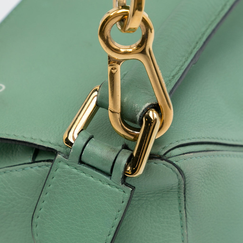 Pre-Owned Authenticated LOEWE Medium Puzzle Satchel Calf Leather Green Unisex (Good)