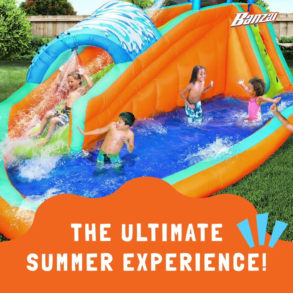 Banzai Surf Rider Kids Inflatable Outdoor Lagoon Fluid Slide Splash Park