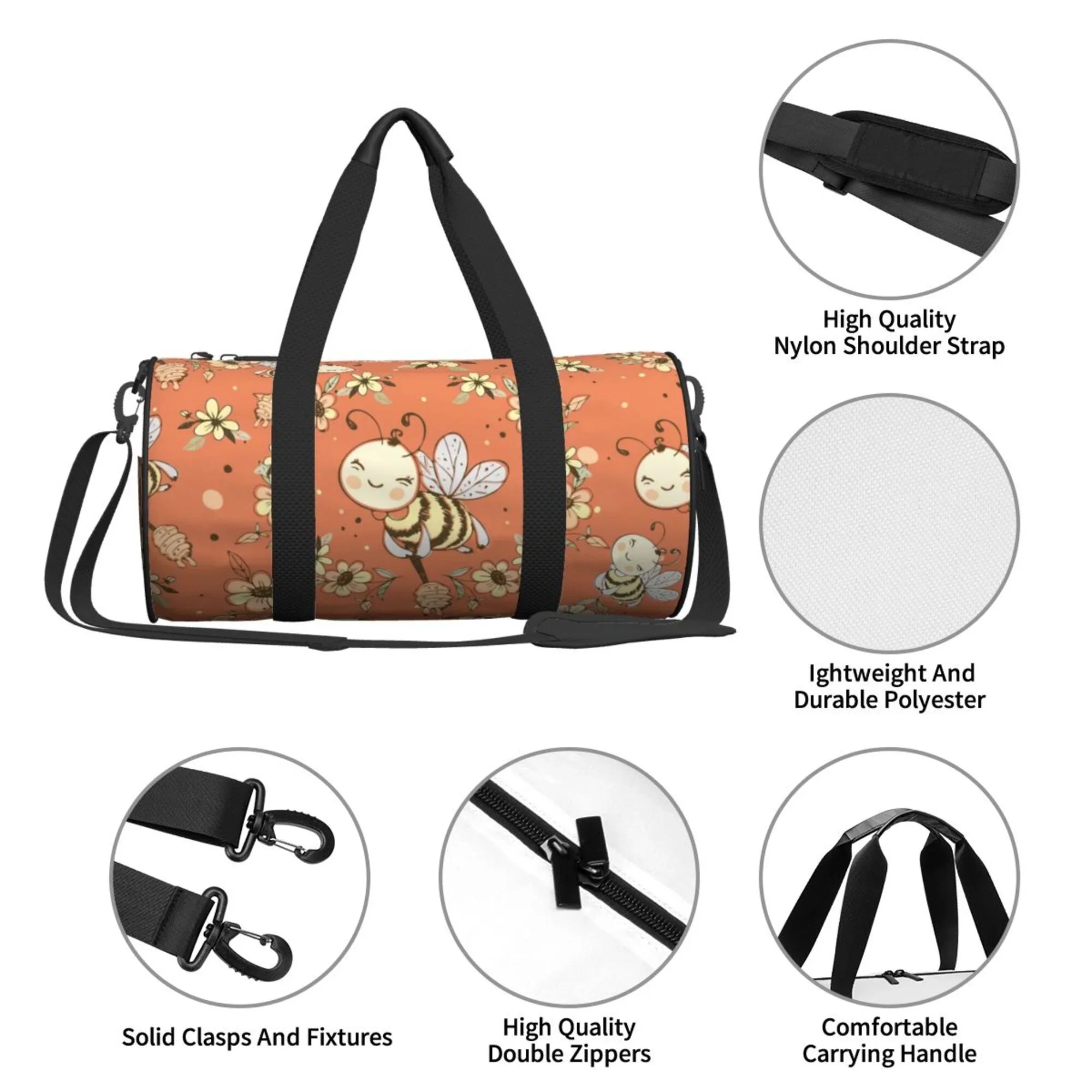 ZICANCN Fantasy Cute Honeybees Travel Duffle Bag, Sports Tote Gym Bag Weekenders Bags for Women Men