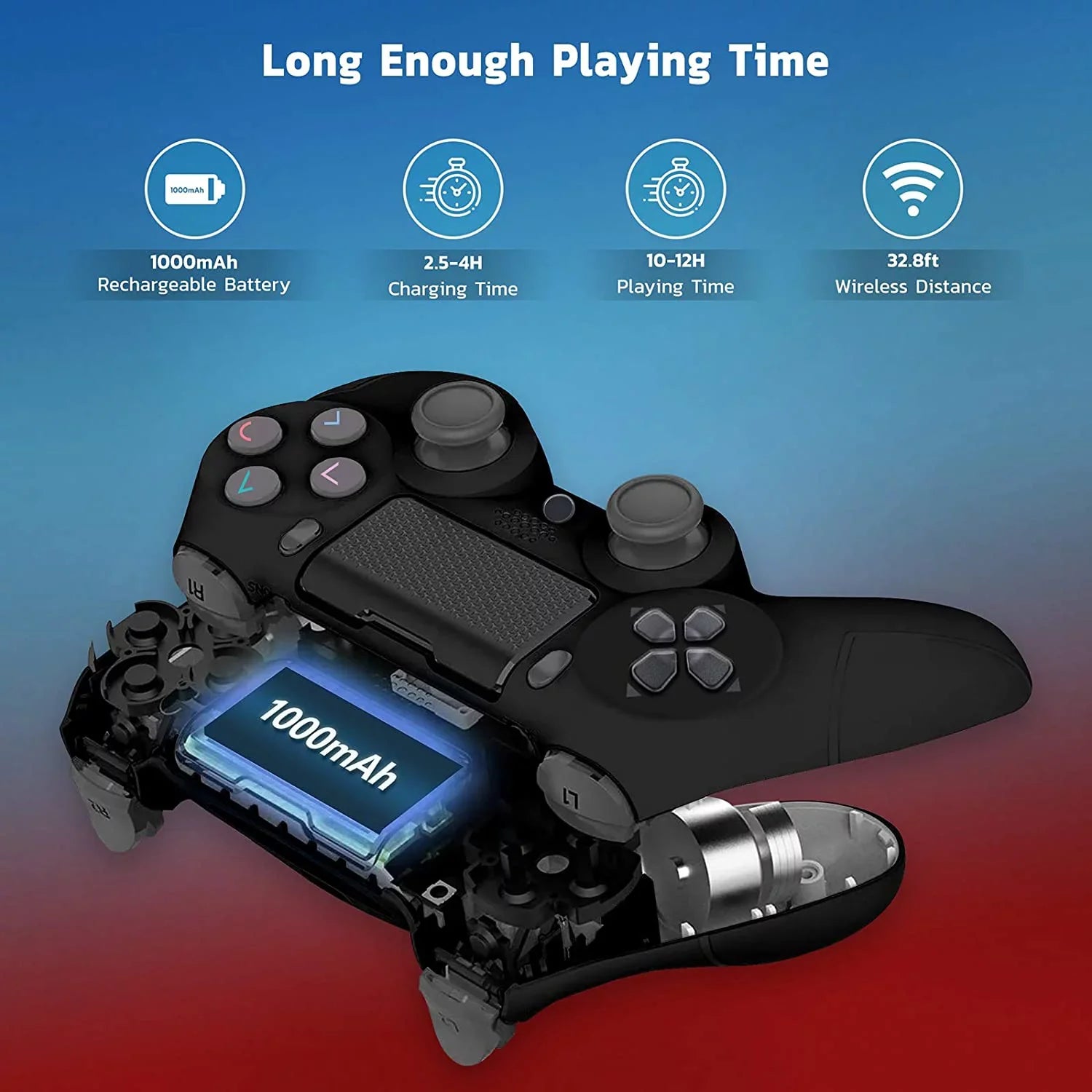 PRO Wireless GamePad Compatible with Google Nuc Controller Plus 1;000 Battery/Built-In Speaker/Gyro/Remote BlueTooth Slim (Black)