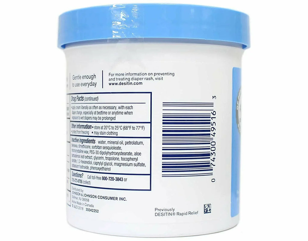 Desitin Rapid Relief Diaper Rash Remedy Fragrance-Free Cream, 16 oz, - 4 Pack