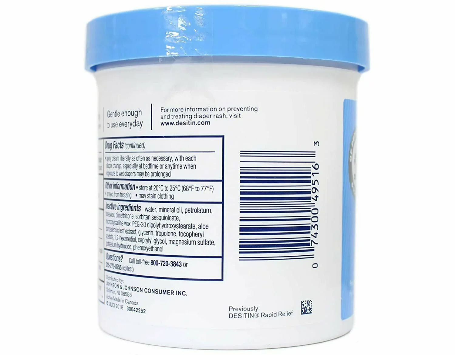 Desitin Rapid Relief Diaper Rash Remedy Fragrance-Free Cream, 16 oz, - 4 Pack