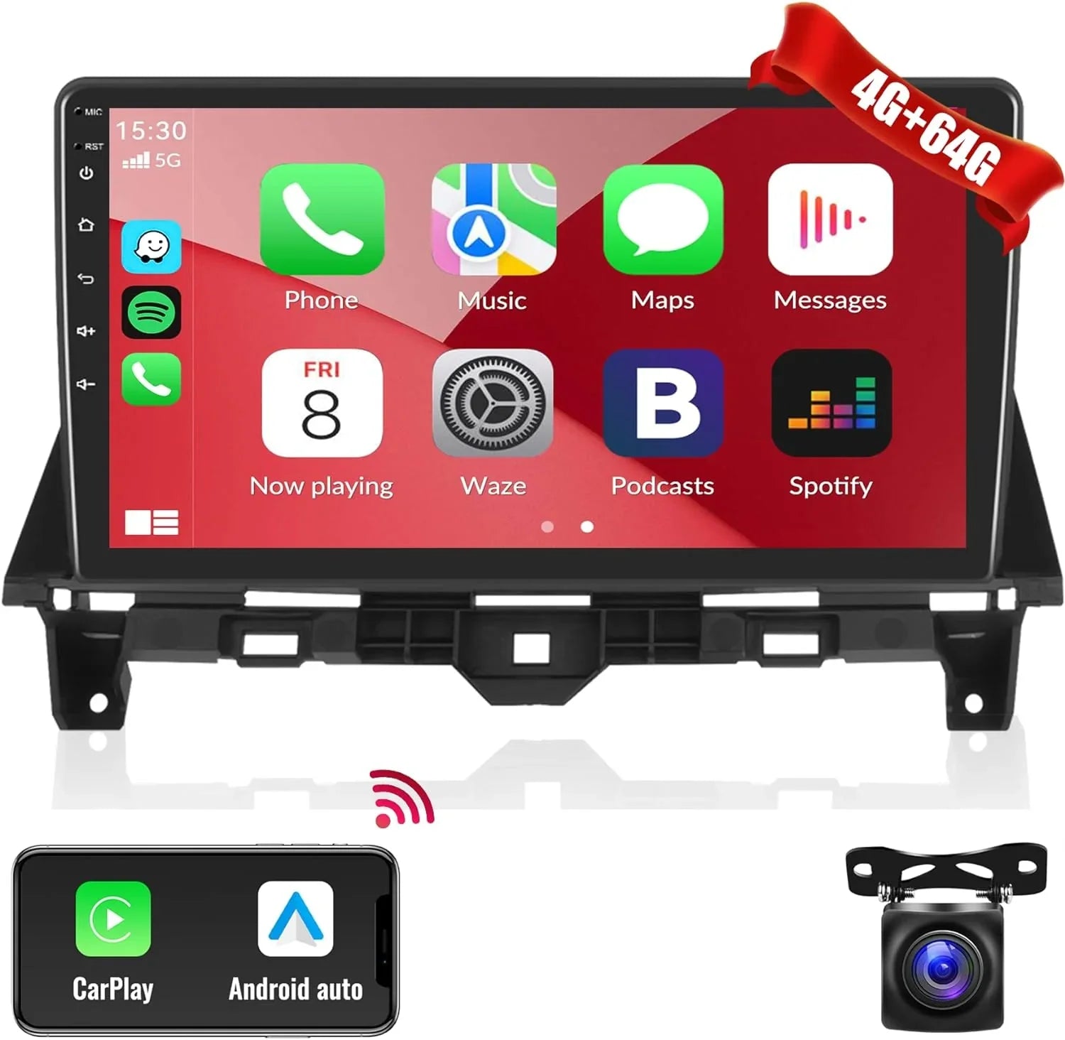 THONZER Car Stereo Radio for Honda Accord 8th 2008-2013 Android 8 Core Car Stereo 10.1 Inch Touch Monitor with CarPlay Android Auto Bluetooth 5.0 GPS Navigation 4G WiFi Backup Camera（4G+64G）