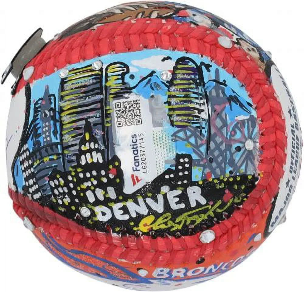 Peyton Manning Denver Broncos Autographed Baseball - Art by Charles Fazzino - LG20377145 - Fanatics Authentic Certified