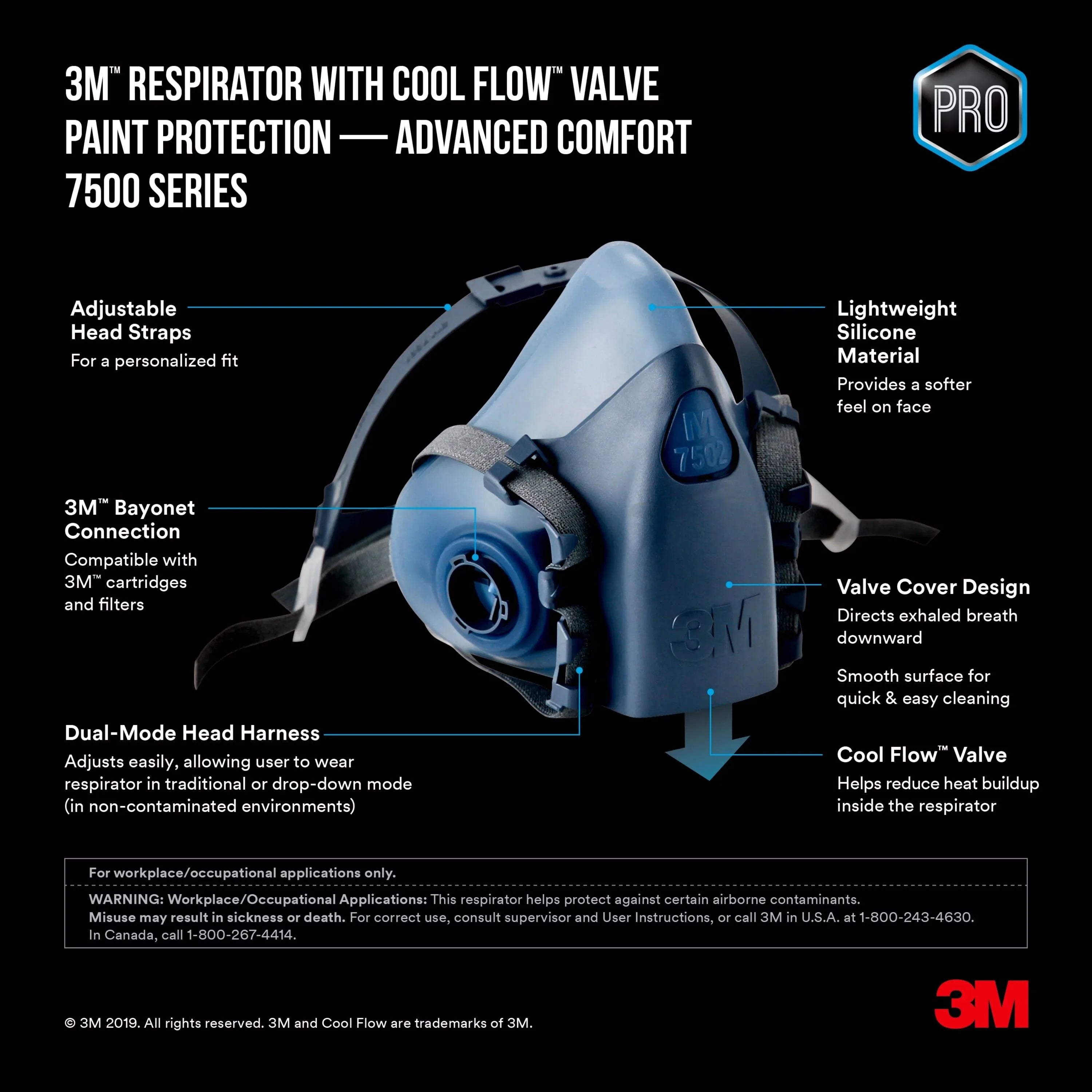 3M Pro Paint Respirator, Large Size, 1 Pack